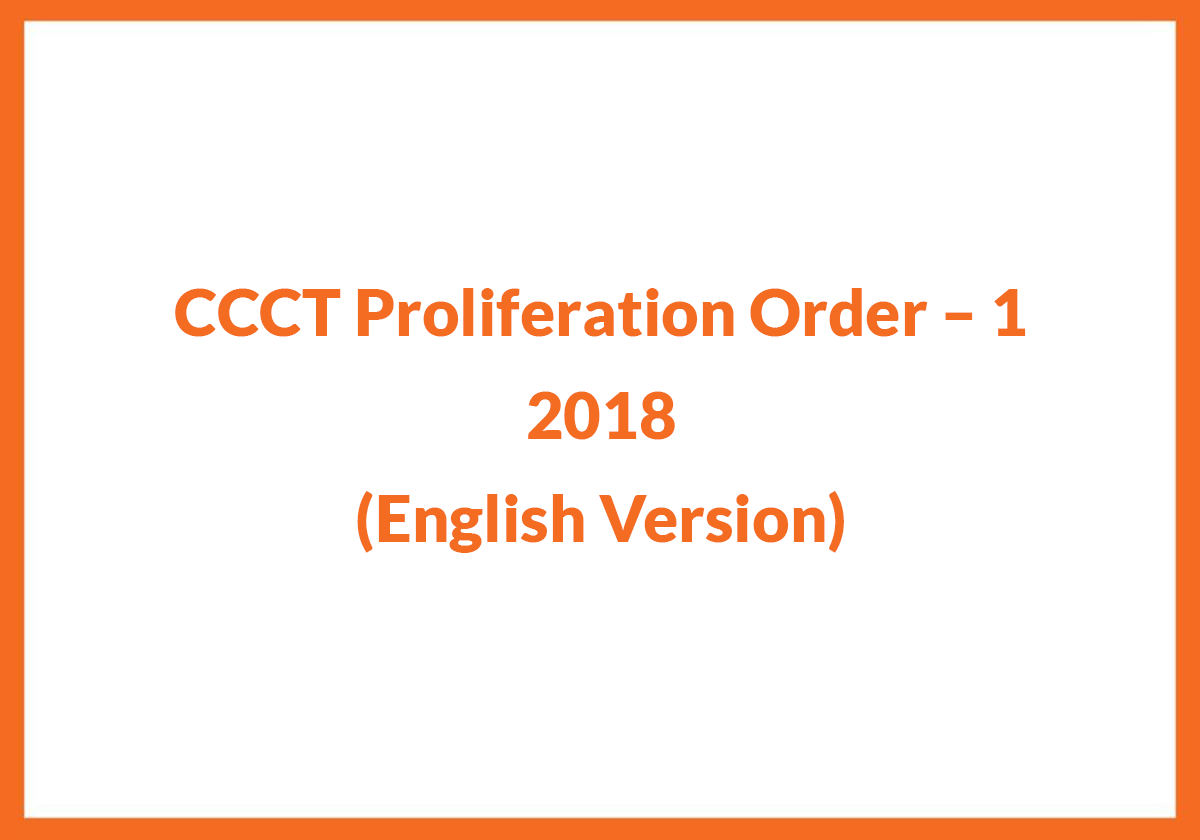 CCCT Proliferation Order – 1 – 2018 (English Version)